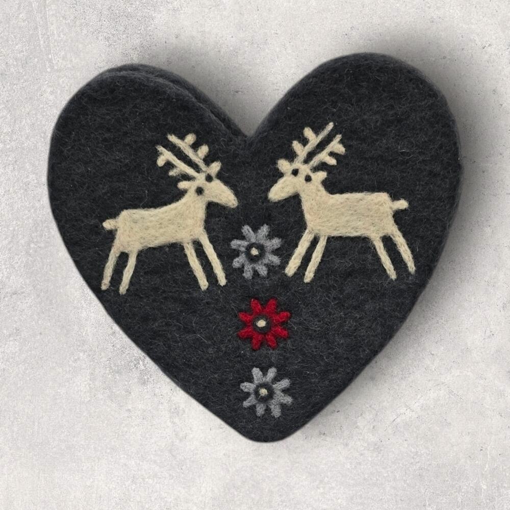 Christmas Reindeer 100% Felted Wool Trivet